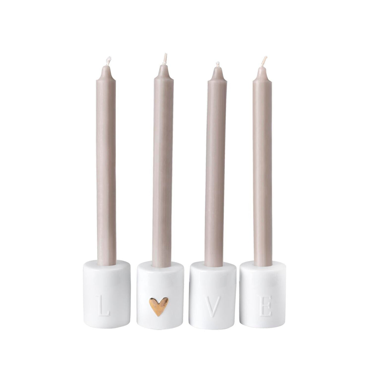 Kerzenständer-Set "Love" (Weiß)