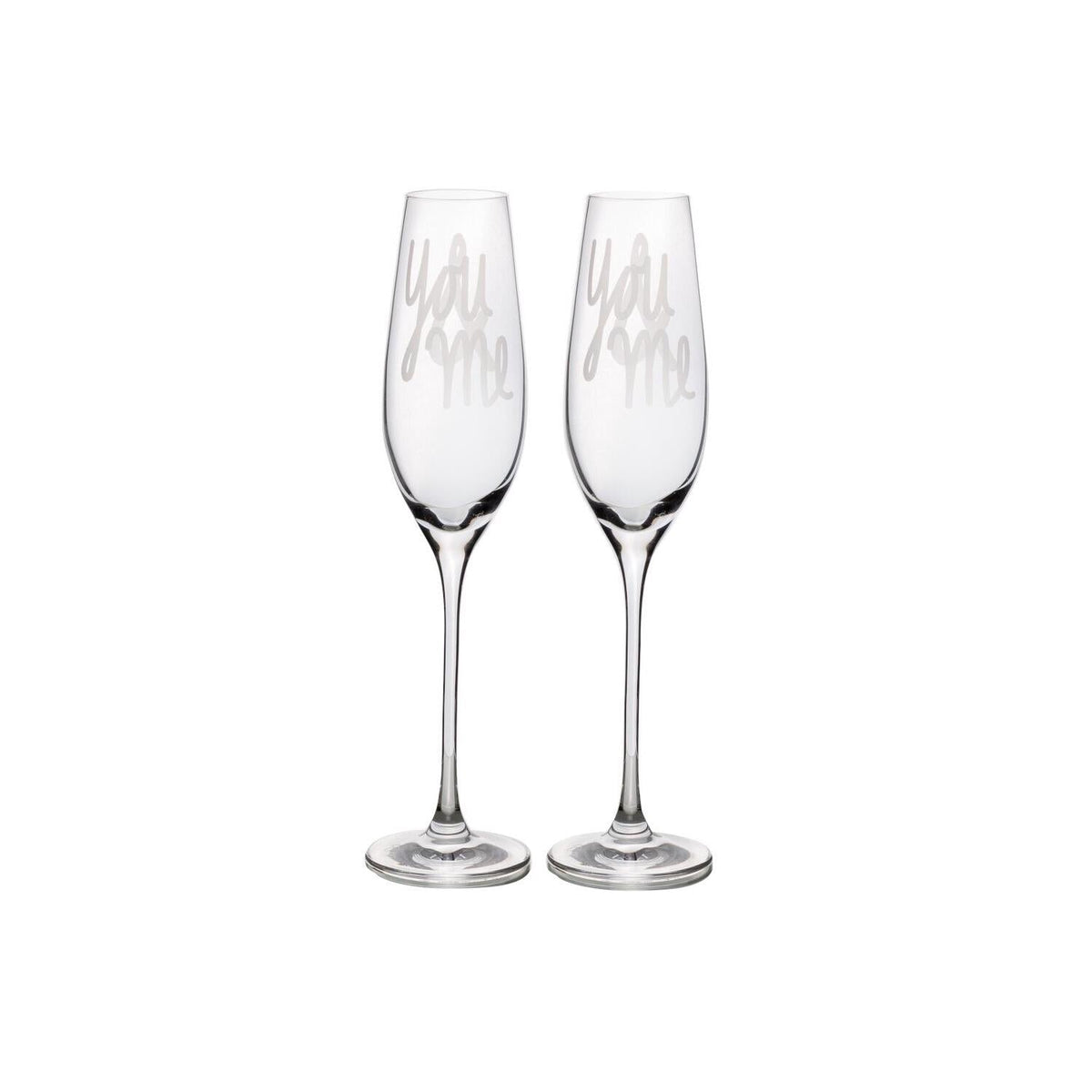 Sektglas im 2er-Set "You & me" (Klar)