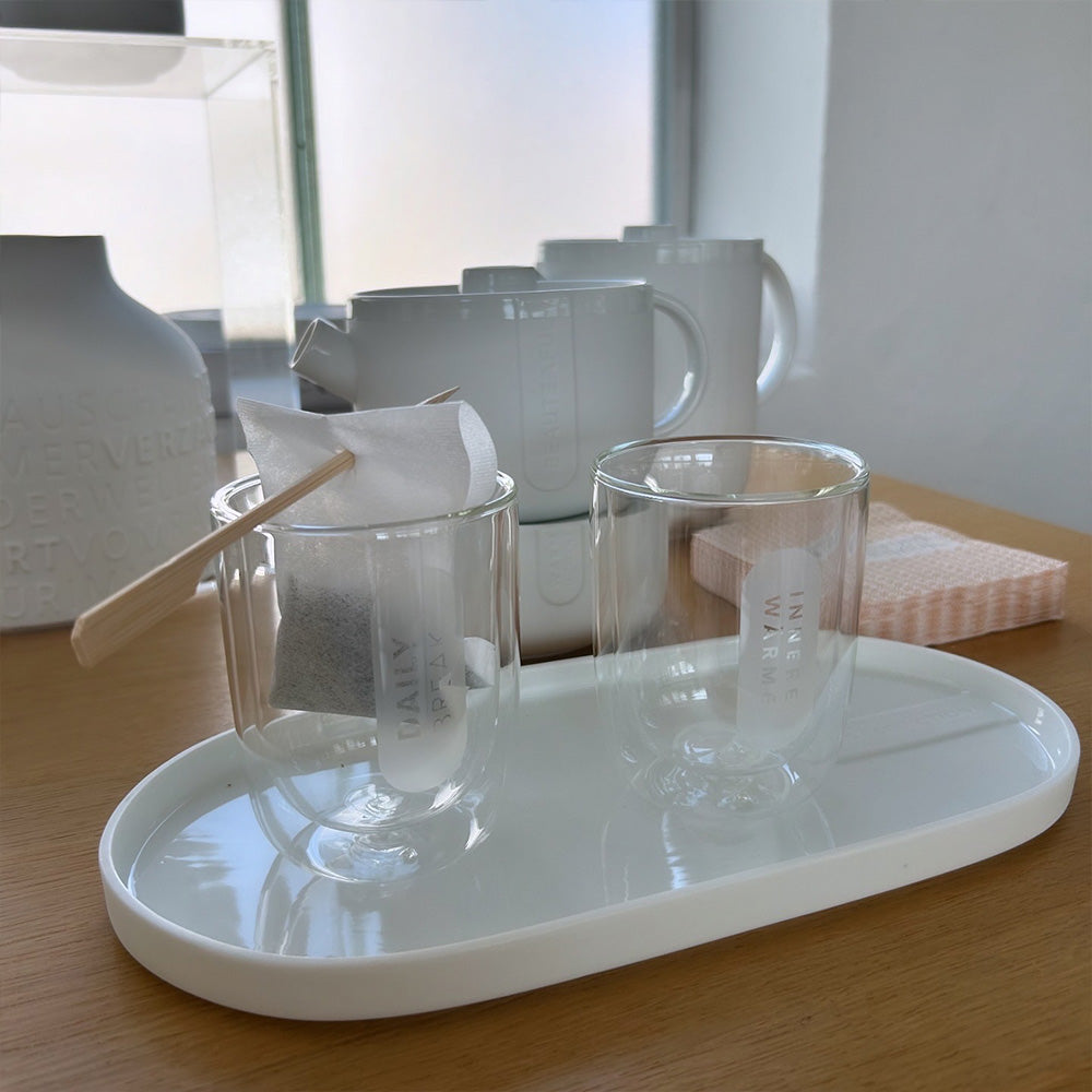 Doppelwandiger Becher "Cozy Time - Innere Wärme" (Transparent)
