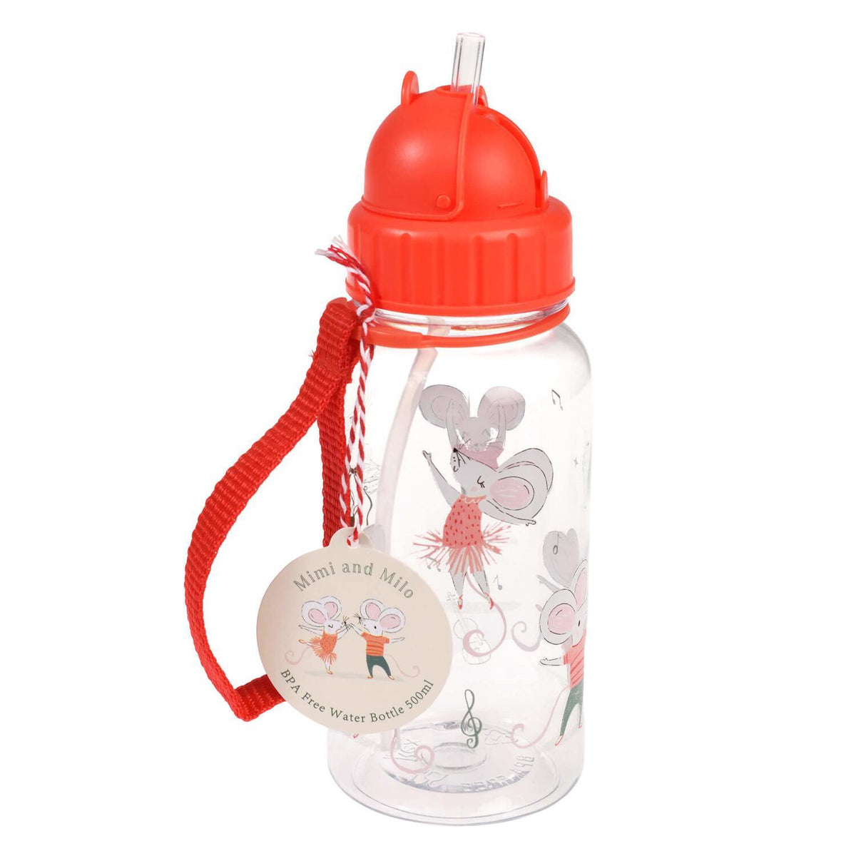 Trinkflasche für Kinder mit Trinkhalm "Mimi and Milo" - 500 ml (Bunt)