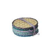 Untersetzer im 6er-Set aus Raffia - Handgemacht (Blau/Grün)