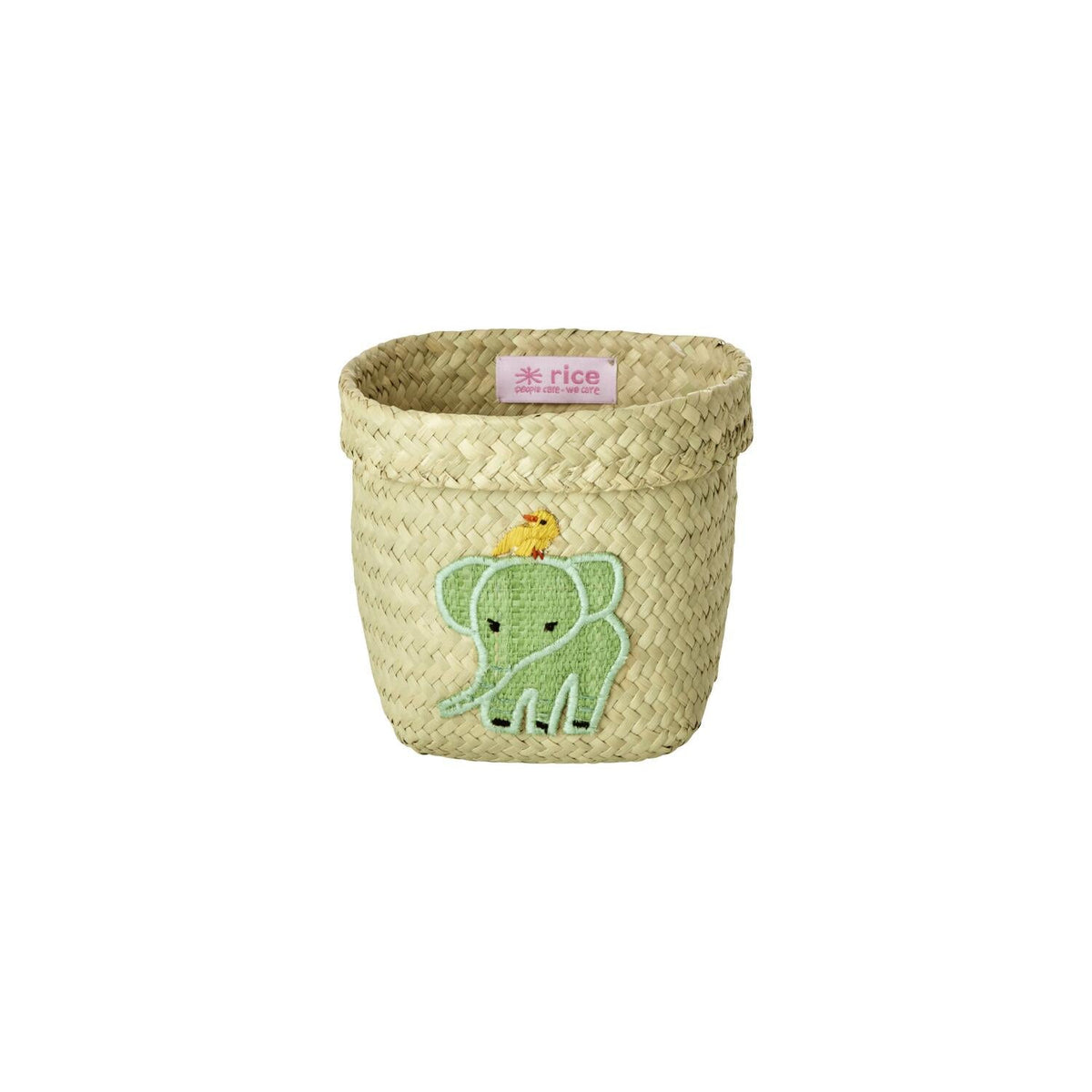 Runder Korb "Raffia - Animal" im 2er-Set - 20x19 cm (Natur/Grün)