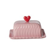 Butterdose aus Keramik "Herz" (Pink)