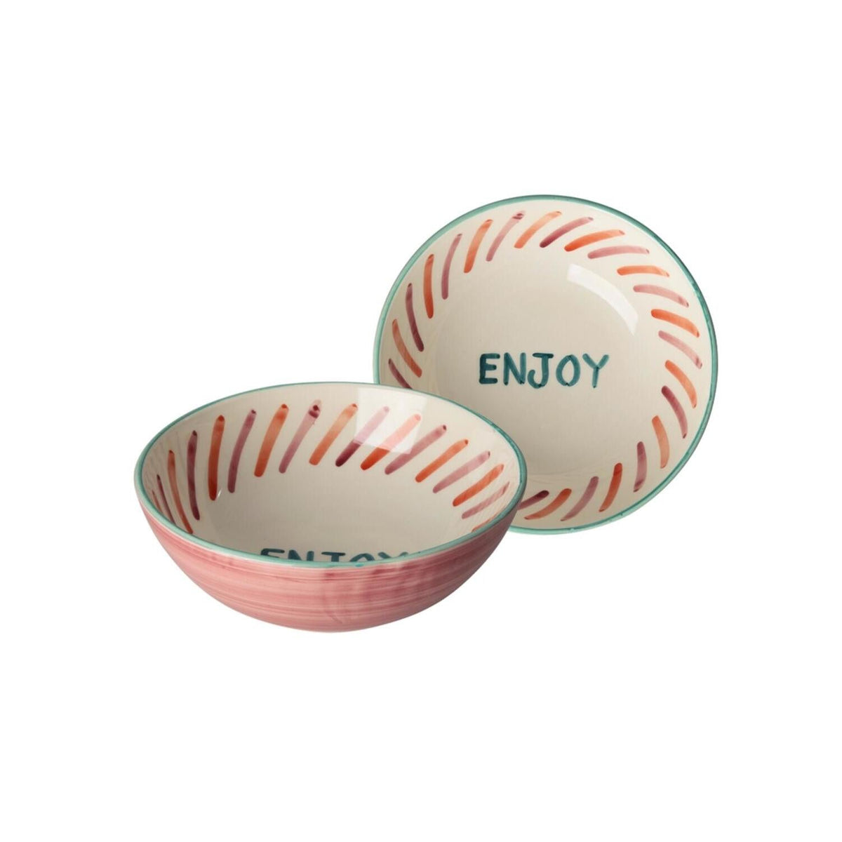 Salatschale aus Keramik - "Enjoy" - 820 ml (Rosa)