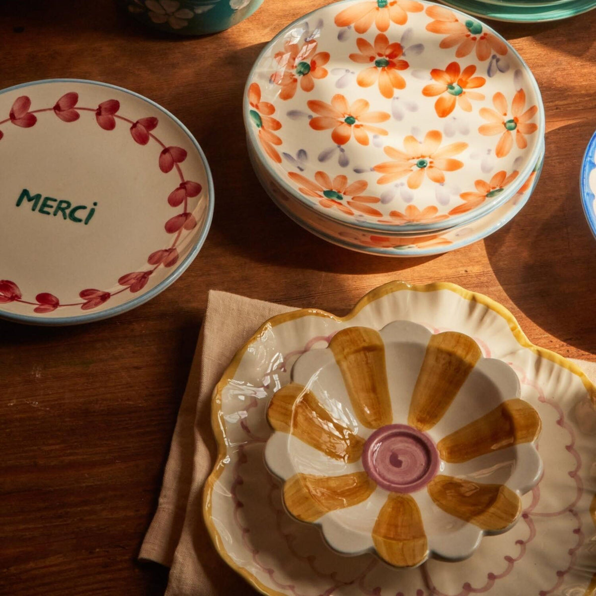 Keramik Kuchenteller "Merci" (Bunt)