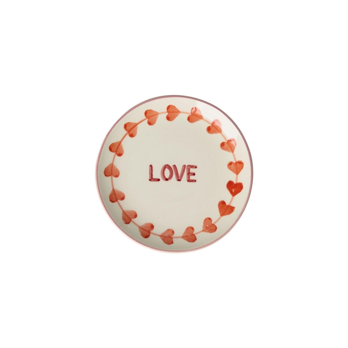 Kuchenteller aus Keramik "Love" - 15 cm (Weiß/Rot)