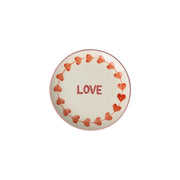 Kuchenteller aus Keramik "Love" - 15 cm (Weiß/Rot)