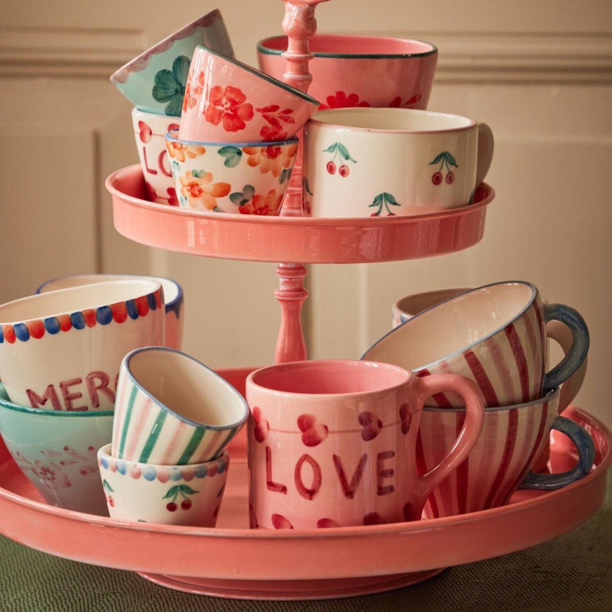 Keramik Espressotasse "Flowers" (Bunt/Orange)