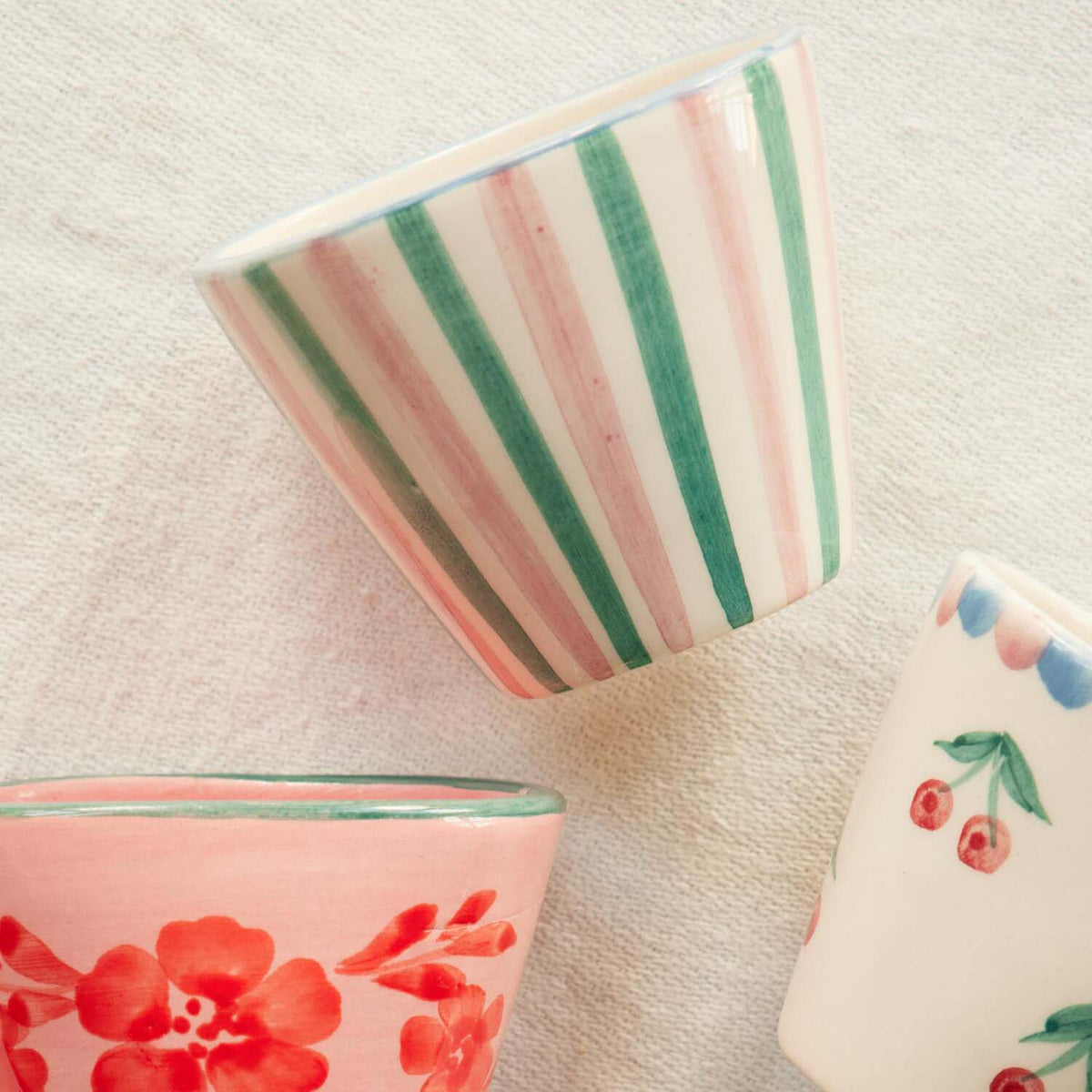Keramik Espressotasse oval "Stripes" (Bunt)