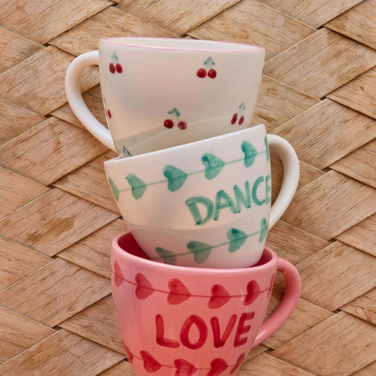 Jumbo Tasse aus Keramik "Dance" - 420 ml (Weiß/Mint)