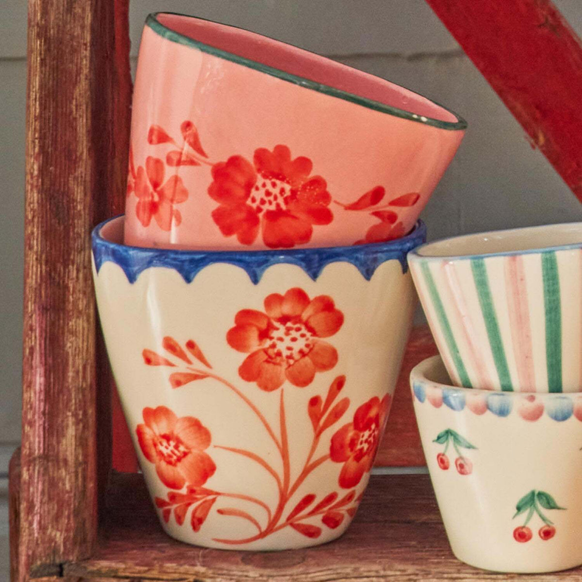 Keramik Tasse oval "Vintage Flower" (Bunt)