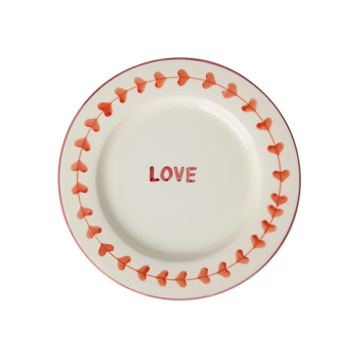 Essteller aus Keramik "Love" - 26 cm (Weiß/Rot)