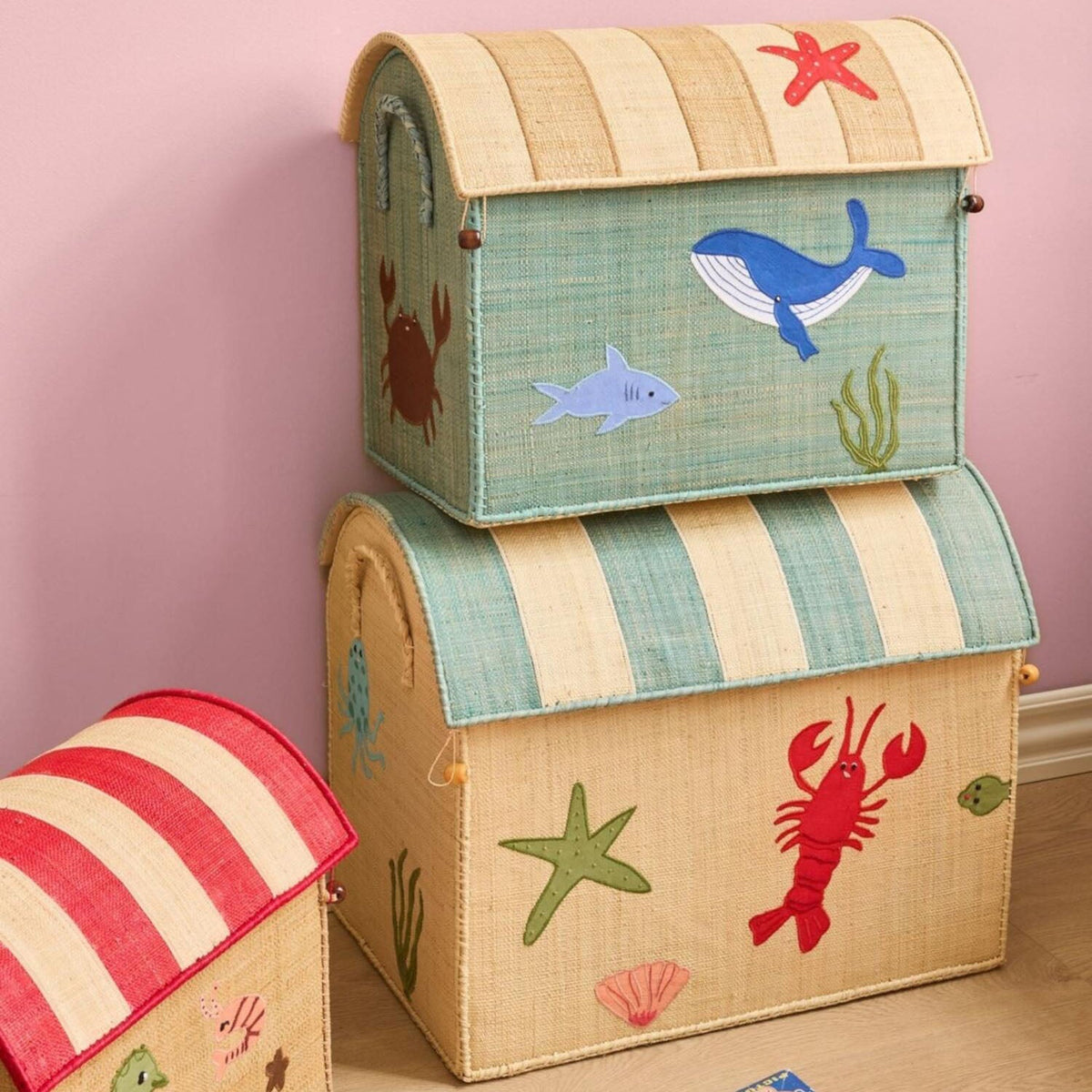 Spielzeugkiste "Raffia - Ocean Theme" - L (Bunt)