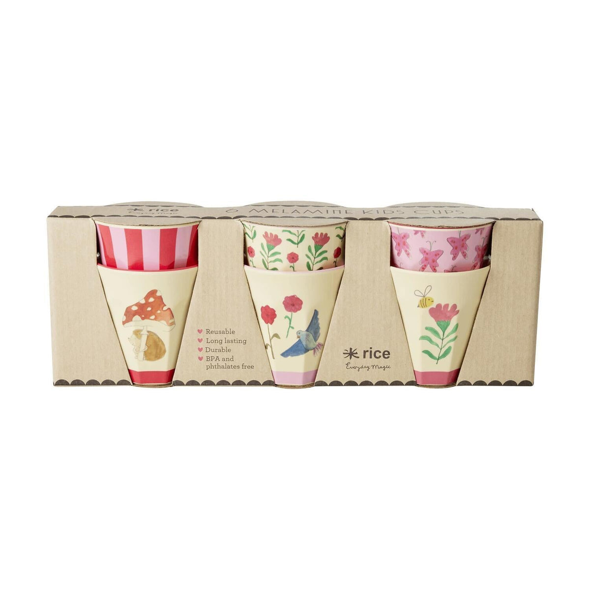 Melamin Tasse "Happy Forest" - Set 6-tlg. (Pink/Bunt)