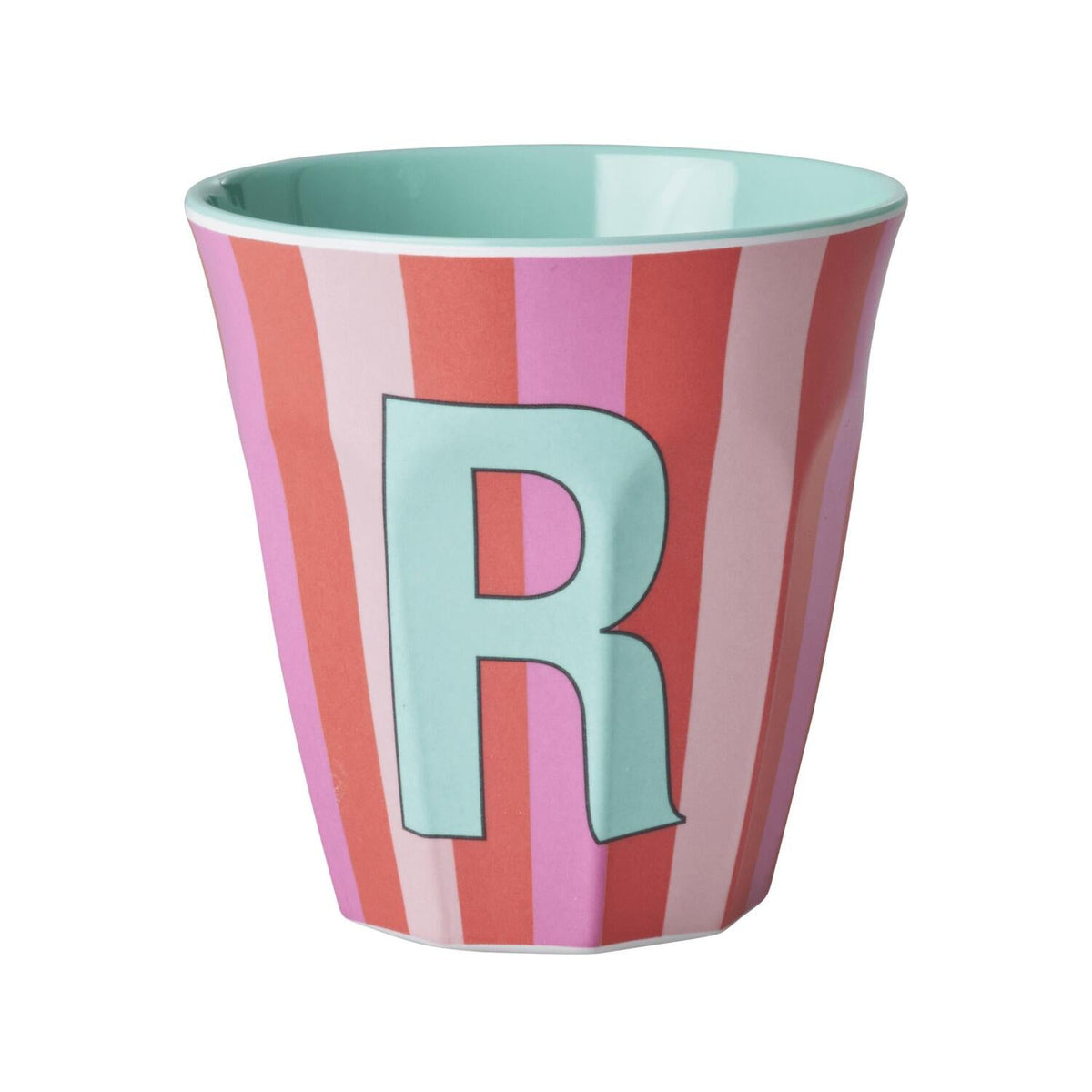 Melamin Becher mit Streifen "Buchstabe R" - Medium (Bunt)