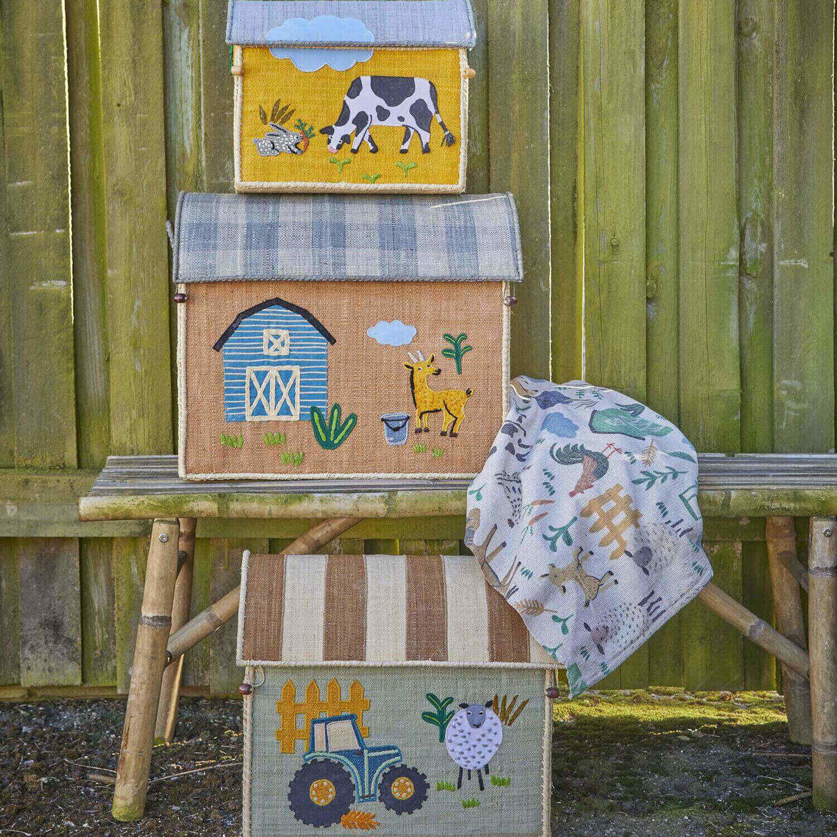 Decke "Farm Animals" - 125x150 cm (Blau/Grün)