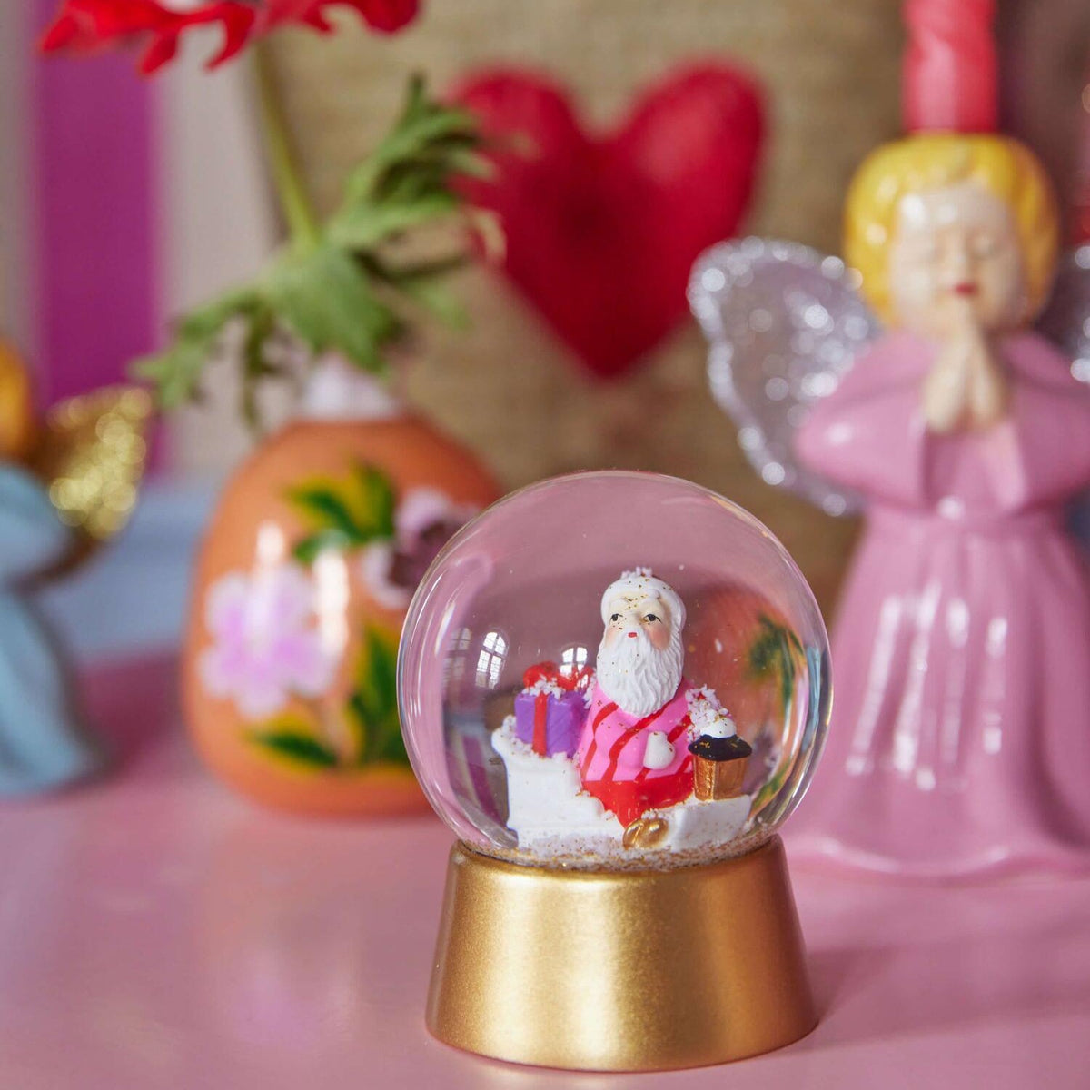 Schneekugel "Xmas Santa" - 11,5x14,5 cm (Gold)