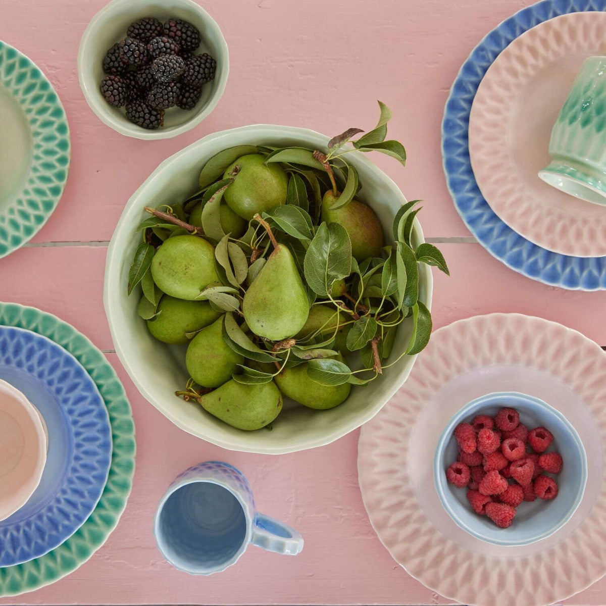 Salatschüssel aus Keramik (Aqua)
