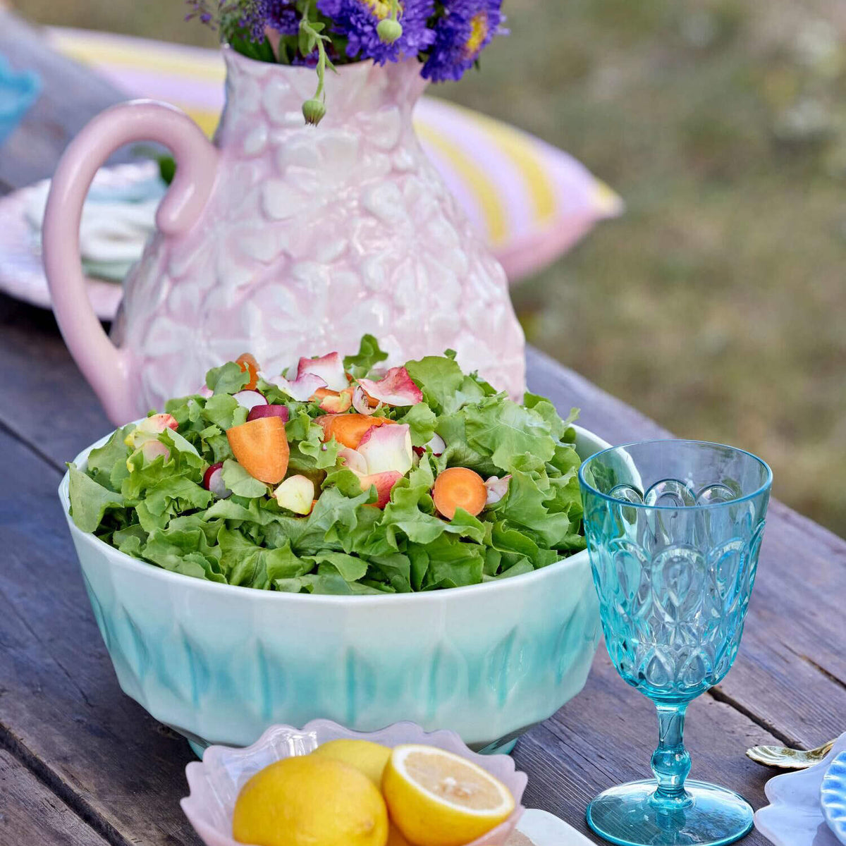 Salatschüssel aus Keramik (Aqua)