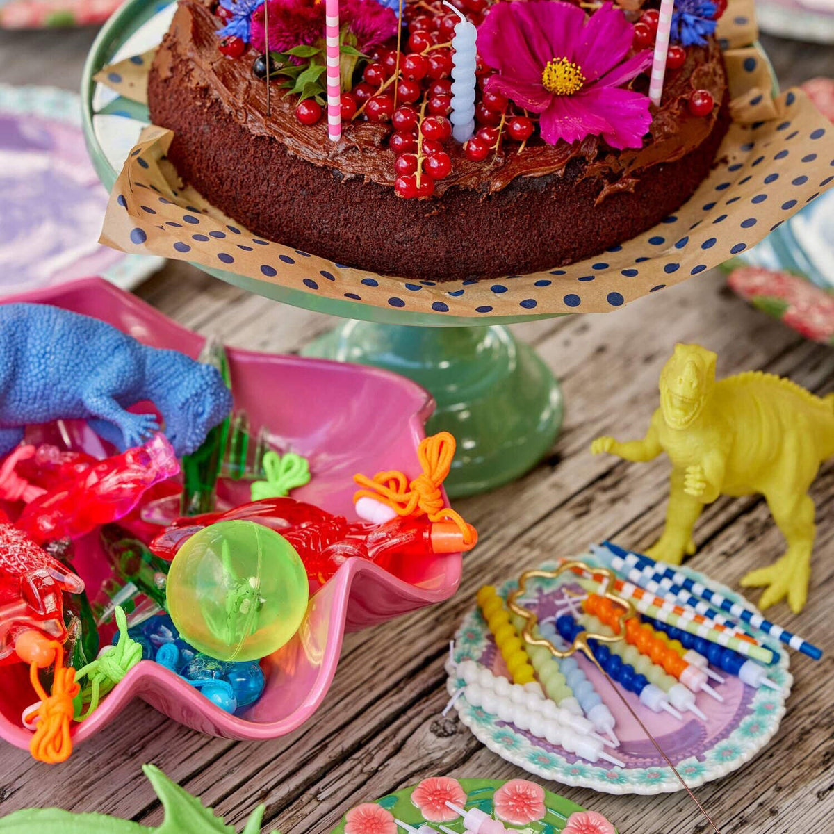 Gestreifte Kuchen-Kerzen - 12 Stk (Blau)
