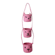 Hängende Aufbewahrung "Raffia - Animal Faces" - 12 cm (Pink)