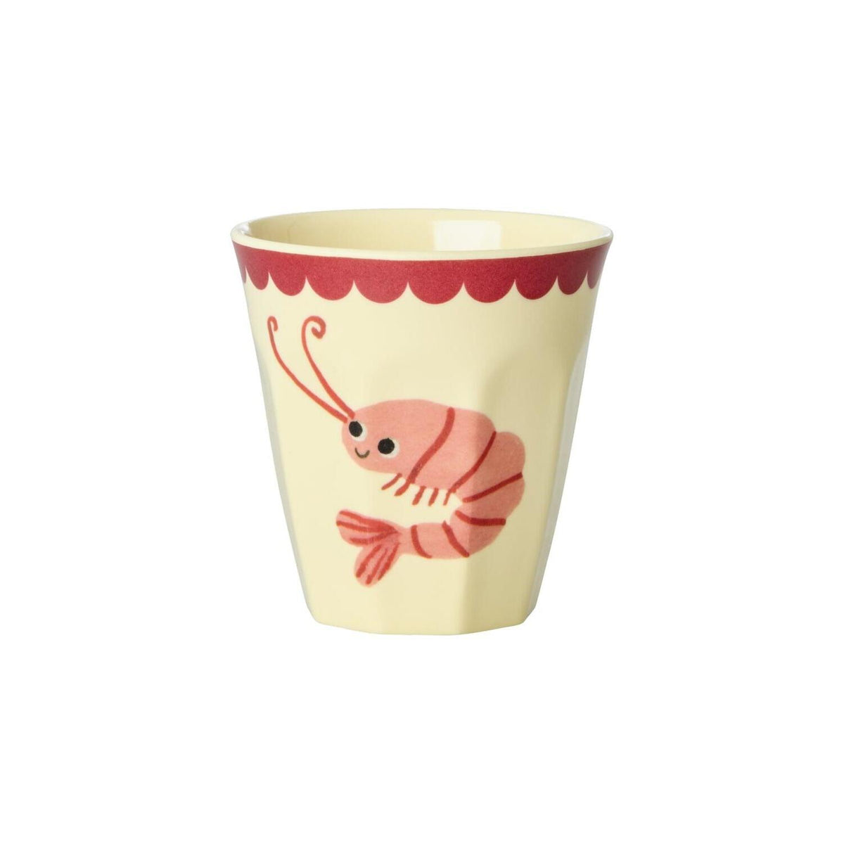 Melamin-Becher S mit Hummer-Motiv, beige mit rosa Tierdruck