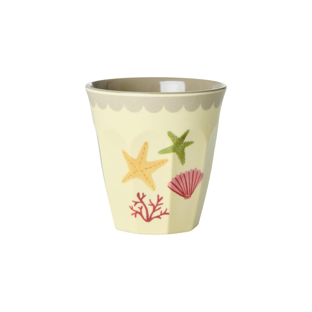 Melamin-Becher S mit Seesternen und Muschel-Motiven, pastellbunt