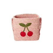 Quadratischer Korb "Raffia - Big Cherry" - 20x20x20 cm (Rosa)