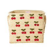 Quadratischer Korb "Raffia - Small Cherries" - 30x30x25 cm (Natur)