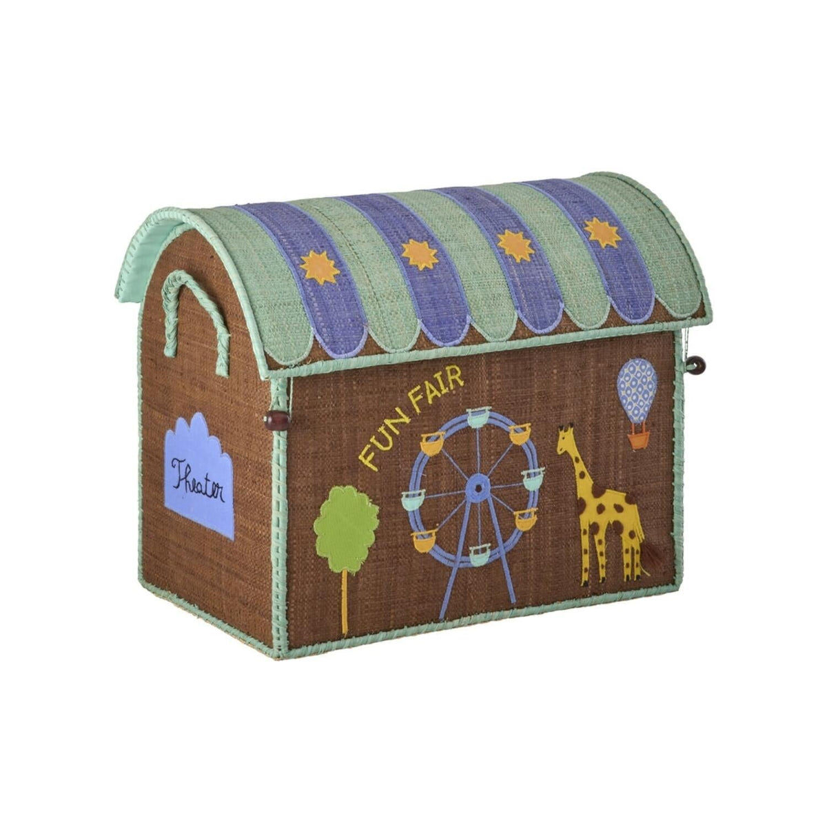 Spielzeugkiste "Raffia - Fun Fair" - S (Blau)