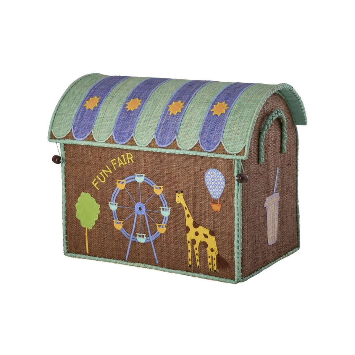 Spielzeugkiste "Raffia - Fun Fair" - S (Blau)