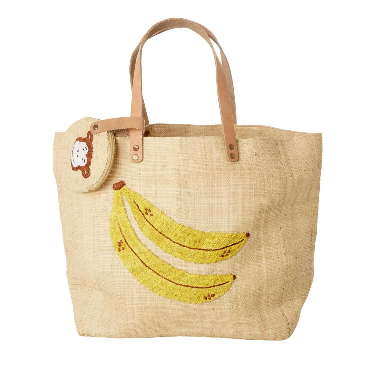 Tasche "Raffia - Banana" und Geldbörse "Monkey" (Natur)