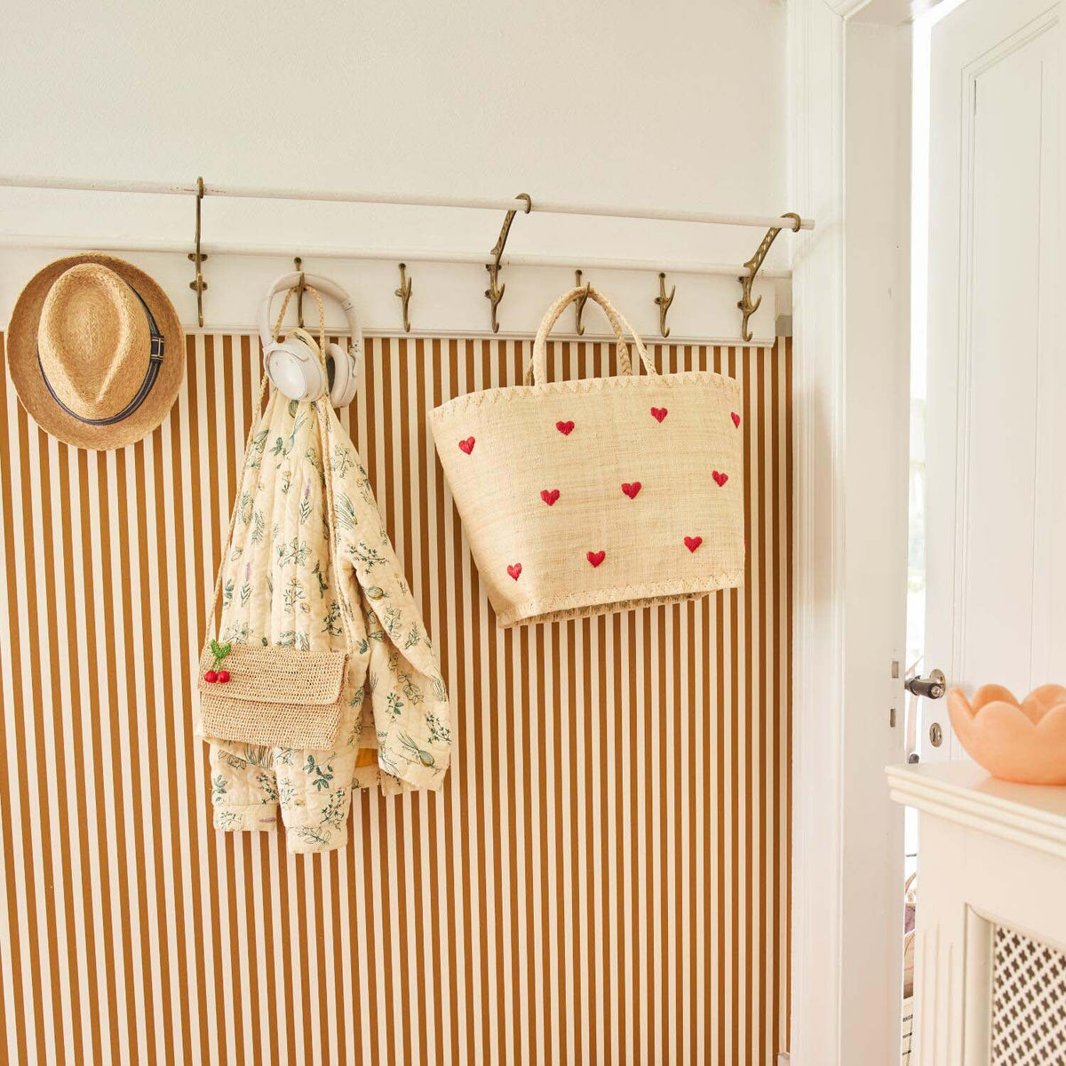 Tasche "Raffia - Darling Hearts" - S (Natur)