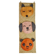 Wandaufhänger "Raffia - Animal Face Pockets" - 20x60 cm (Natur)