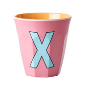 Melamin Becher "Buchstabe X" - Medium (Rosa)