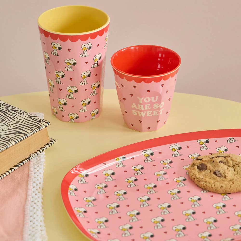 Melamin Rechteckige Platte "Snoopy" - 30x22 cm (Pink)