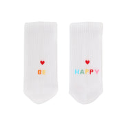 Socken "be happy" - Gr. 39-42 (Weiß)