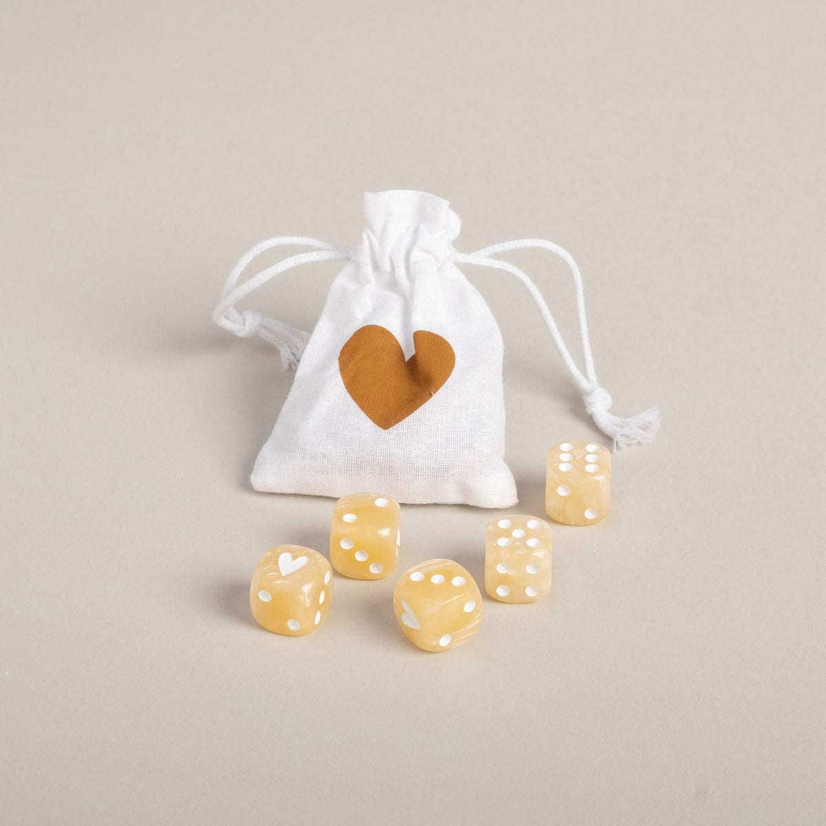 Kniffel-Set aus Würfel, Kugelschreiber & Block (Creme)
