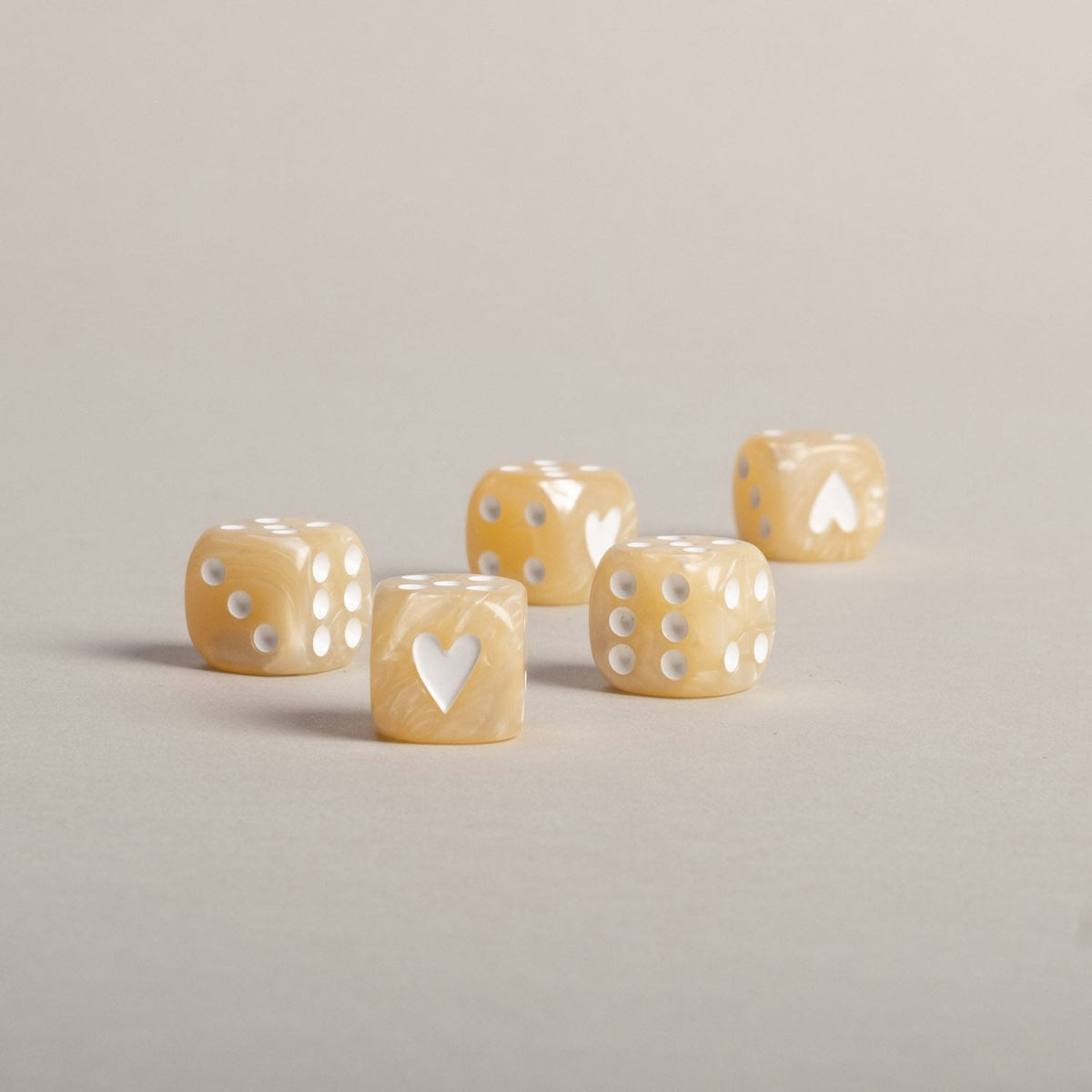 Kniffel-Set aus Würfel, Kugelschreiber & Block (Creme)